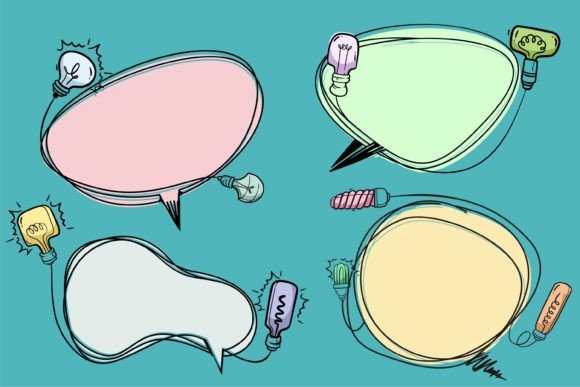Download Colorful Light Bulb. Comic Speech Bubble - Comic speech bubble Collection