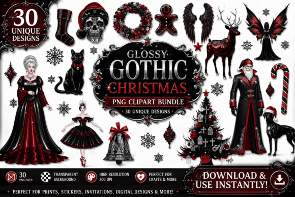Download Glossy Gothic Christmas Clipart - Gothic Collection