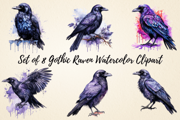 Download Gothic Raven Watercolor Clipart - Gothic Collection