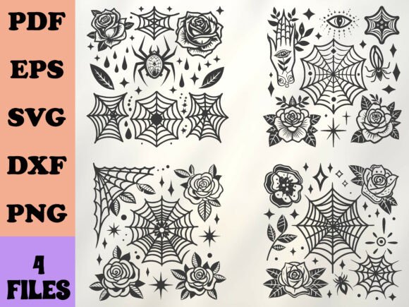 Download Gothic Spider Web Roses SVG - Gothic Collection