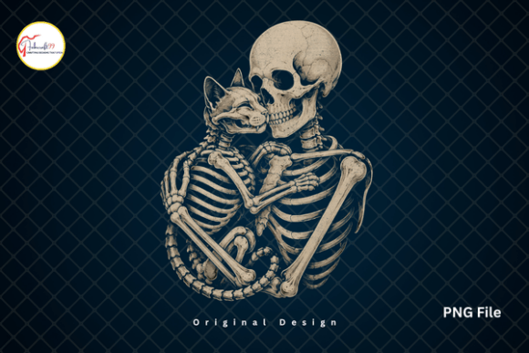 Download Gothic Cat Lover Spooky Skeleton PNG - Premium Resources